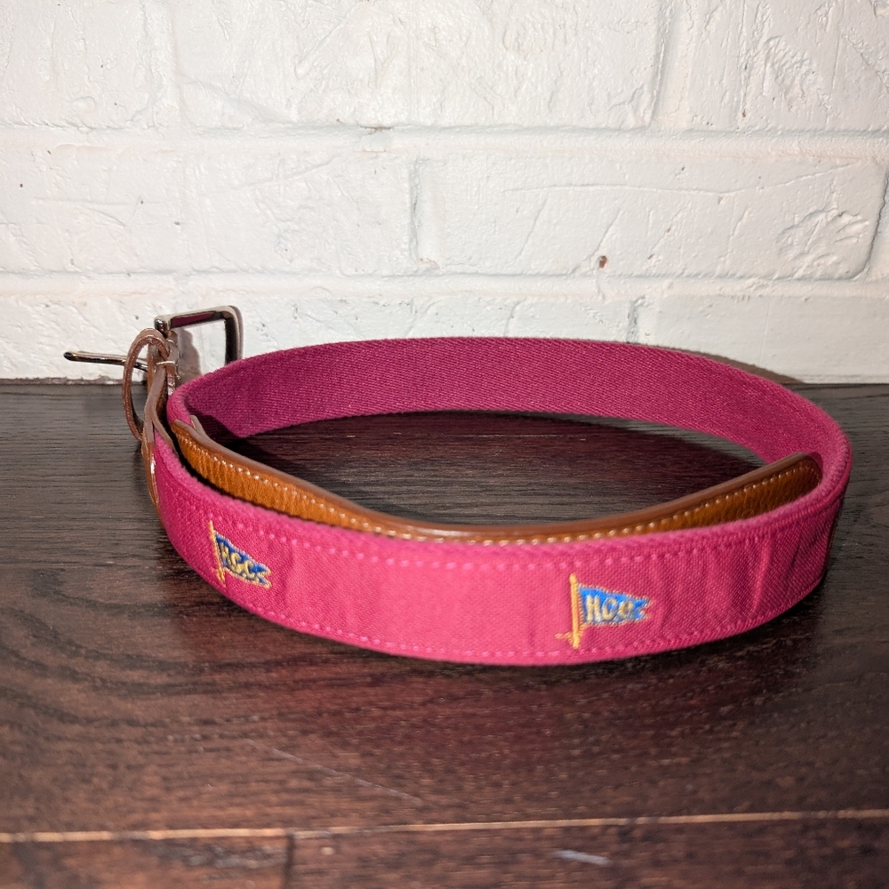 Donald Ross Pink leather/canvas belt